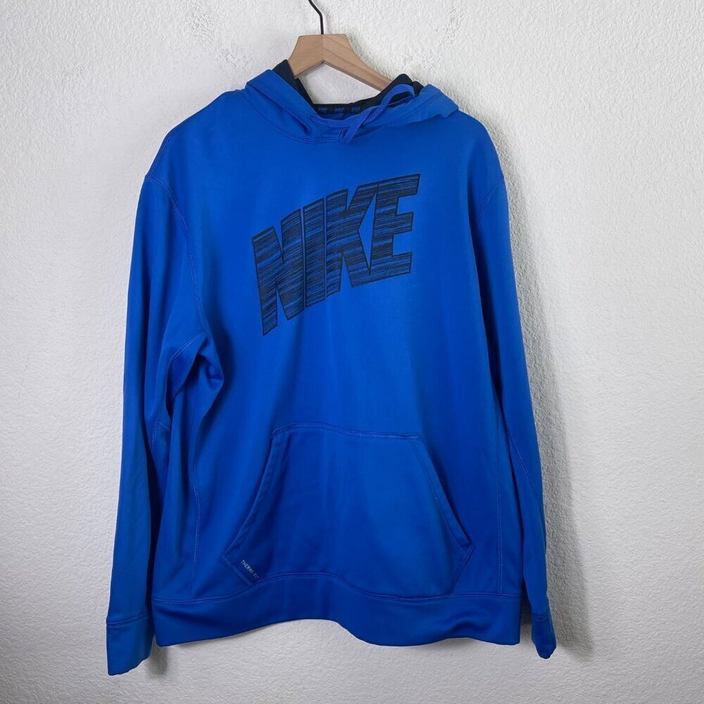 Nike Hyper Blue Hoodie Pullover Thermal Fit Men's Size XL - Picture 3 of 11
